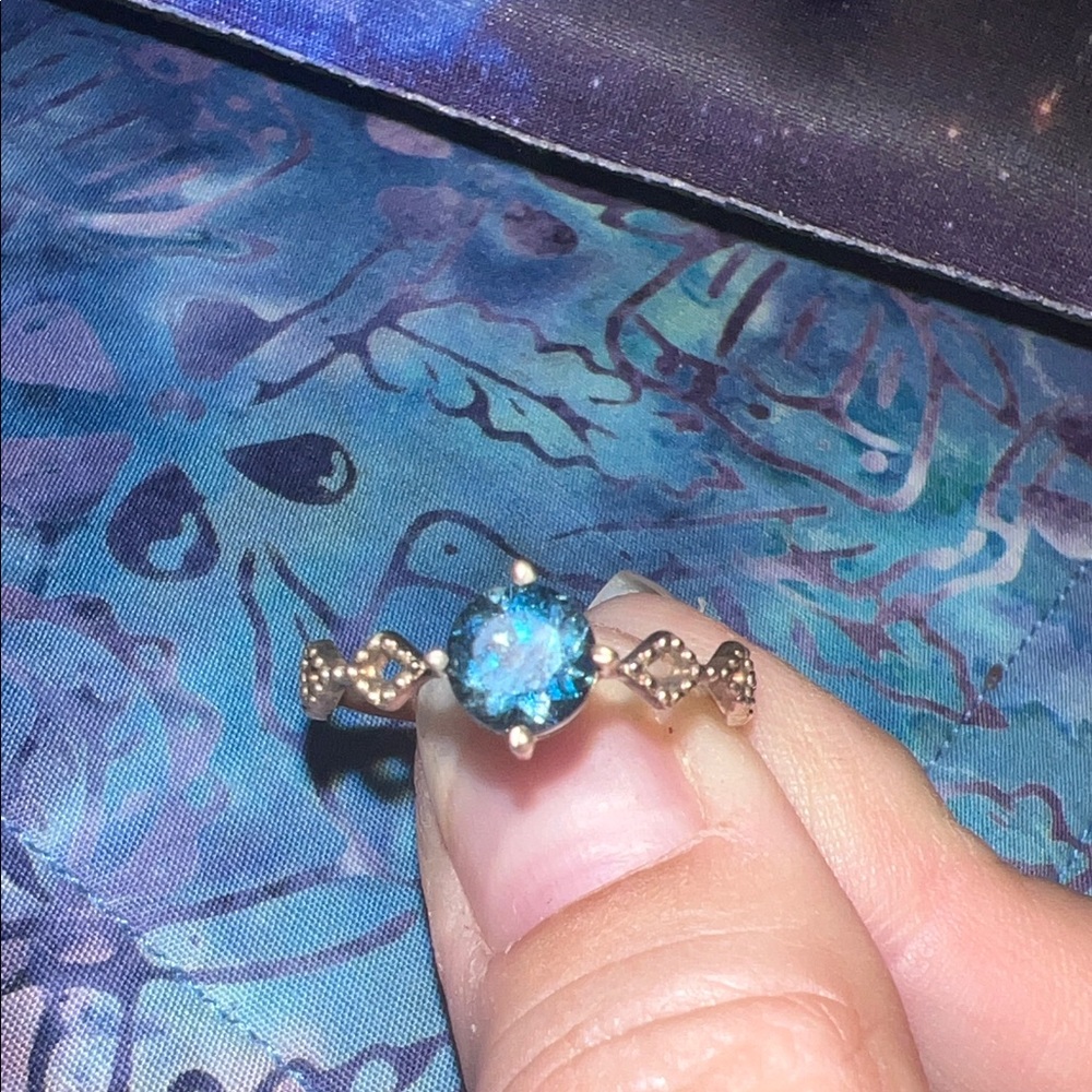 London Blue Topaz Sterling Silver Filigree Ring Size 10